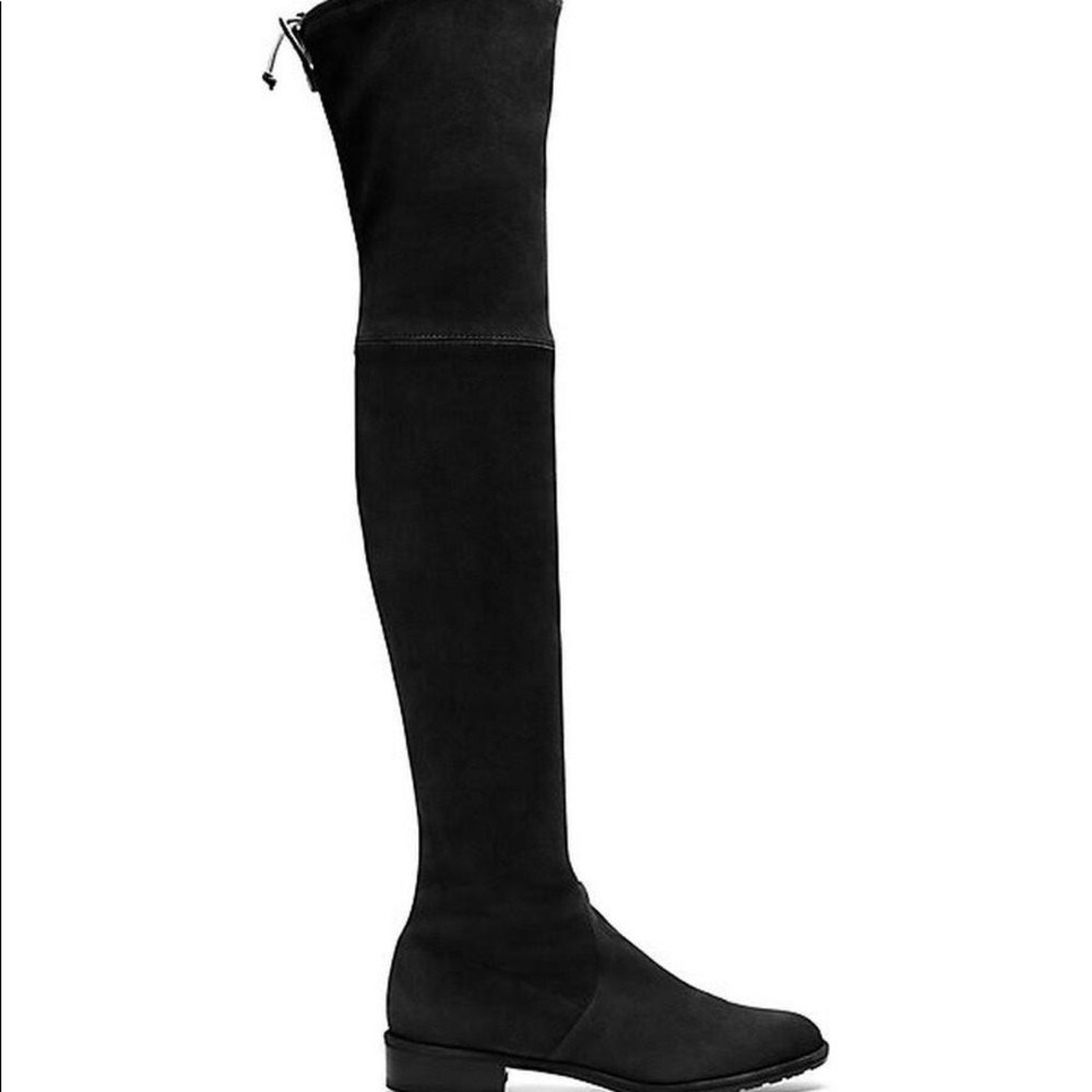 Stuart Weitzman Lowland Over the Knee Boots in Black Suede - Size 7